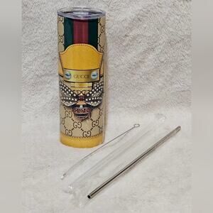 Designer NWOT Tumbler with Straws/Brush